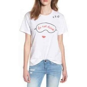 Currently In Love Embroidered Shirt Size M Lounge Sleep Top White NEW B5